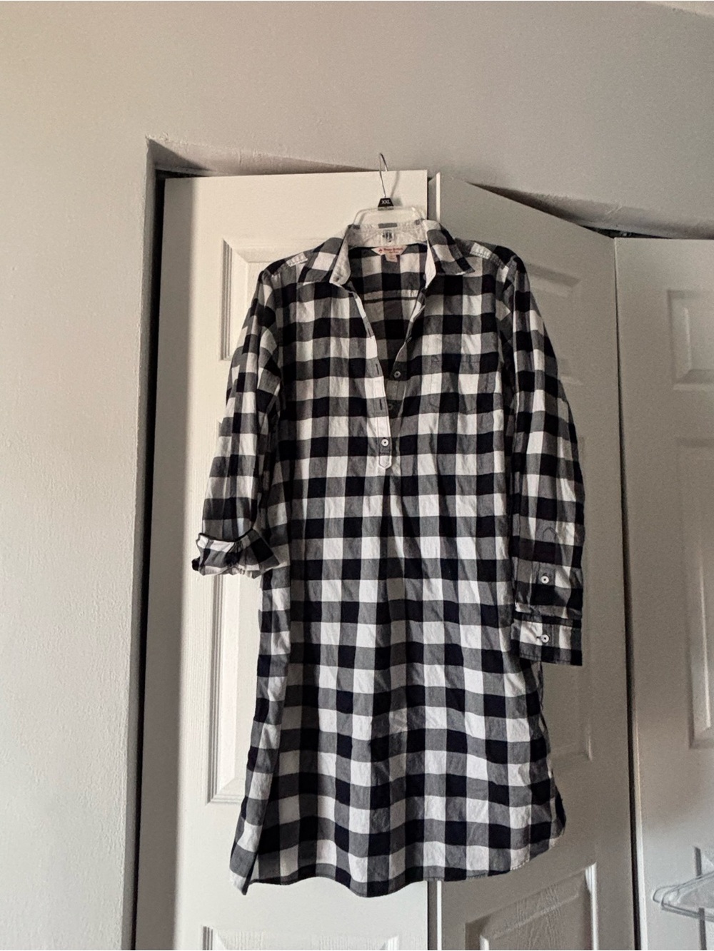 Black and White Buffalo Check Shirt Dress